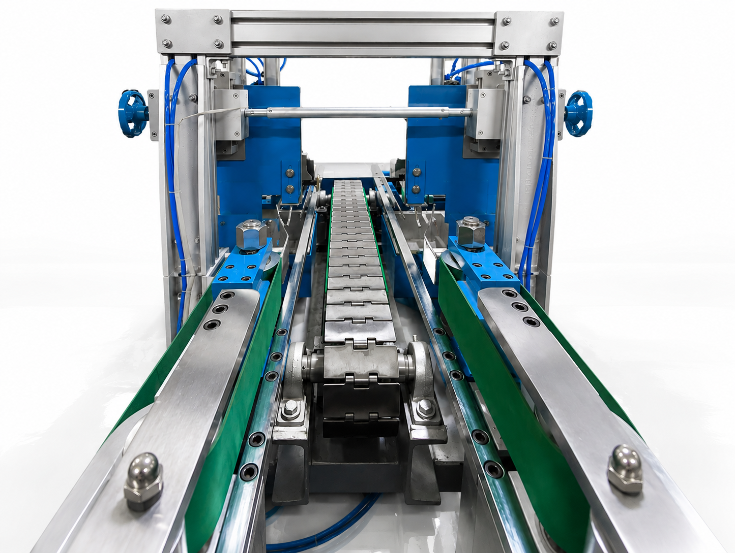 Box Pasting Machine — conveyor and side belt infeed